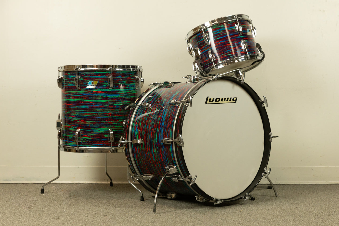 1970 Ludwig Psychedelic Red Super Classic Drum Set