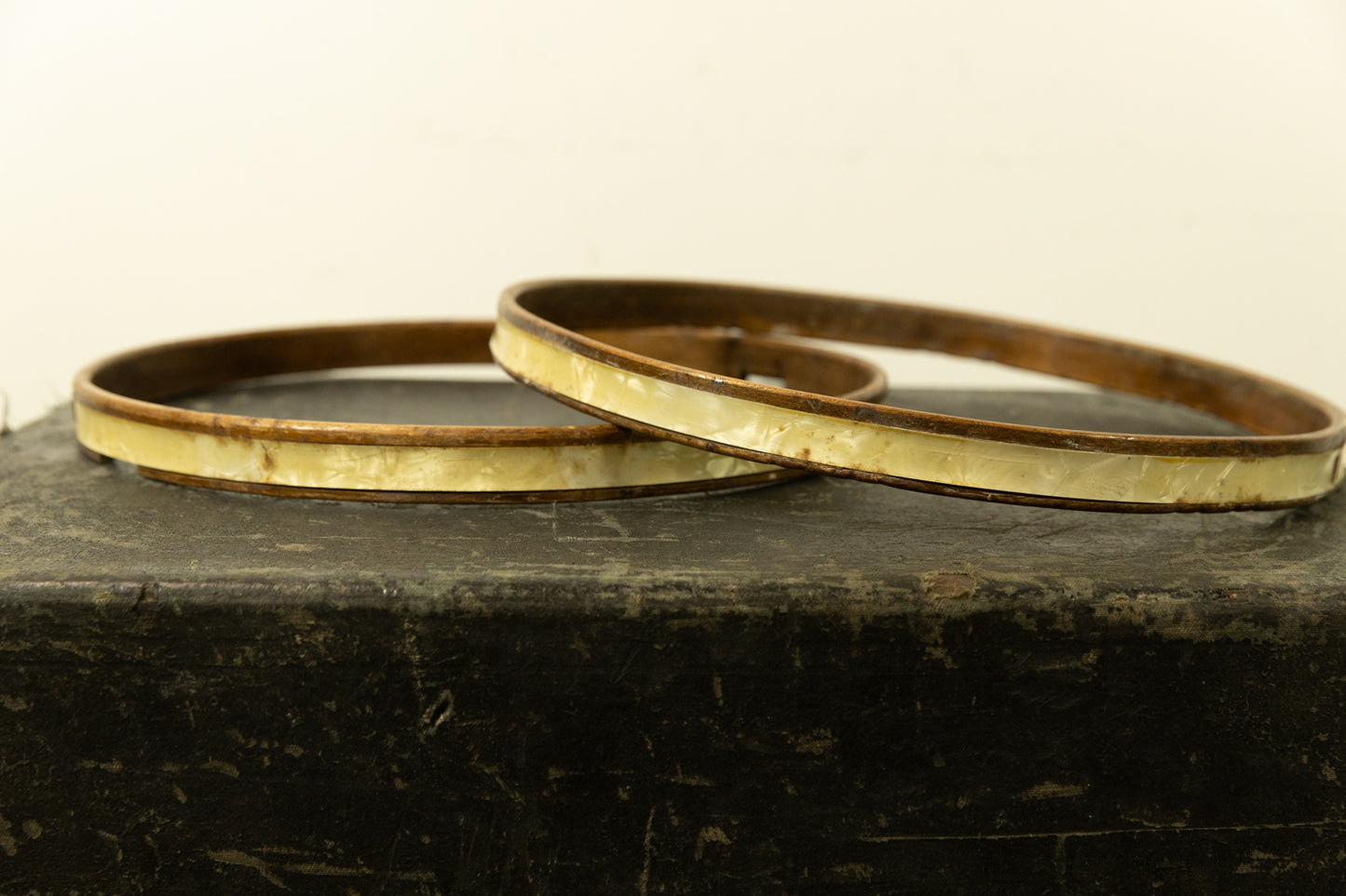 Vintage 14" Wood Snare Drum Hoops with Inlay