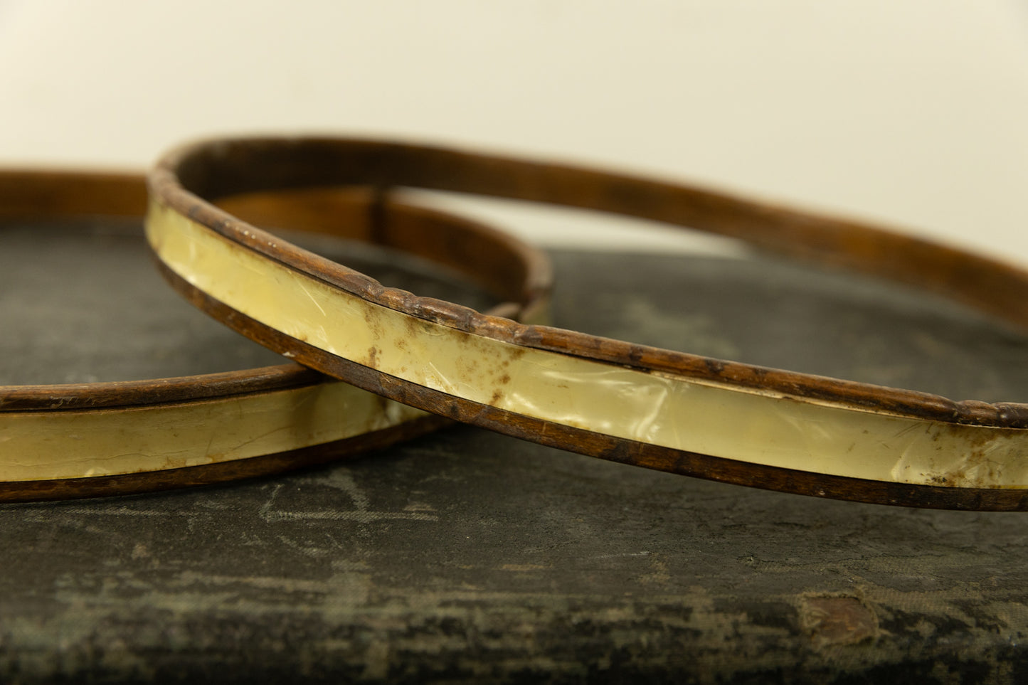 Vintage 14" Wood Snare Drum Hoops with Inlay
