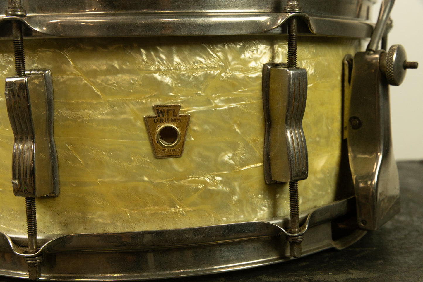 1956 WFL 5.5x14 Buddy Rich Super Classic White Marine Pearl Snare Drum