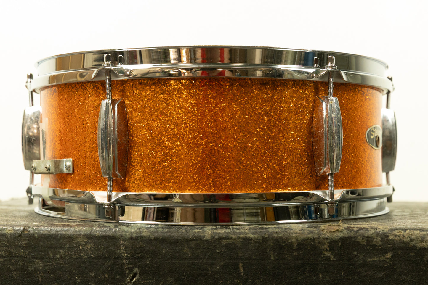 Vintage 5x14 Gold Sparkle Stewart Snare Drum