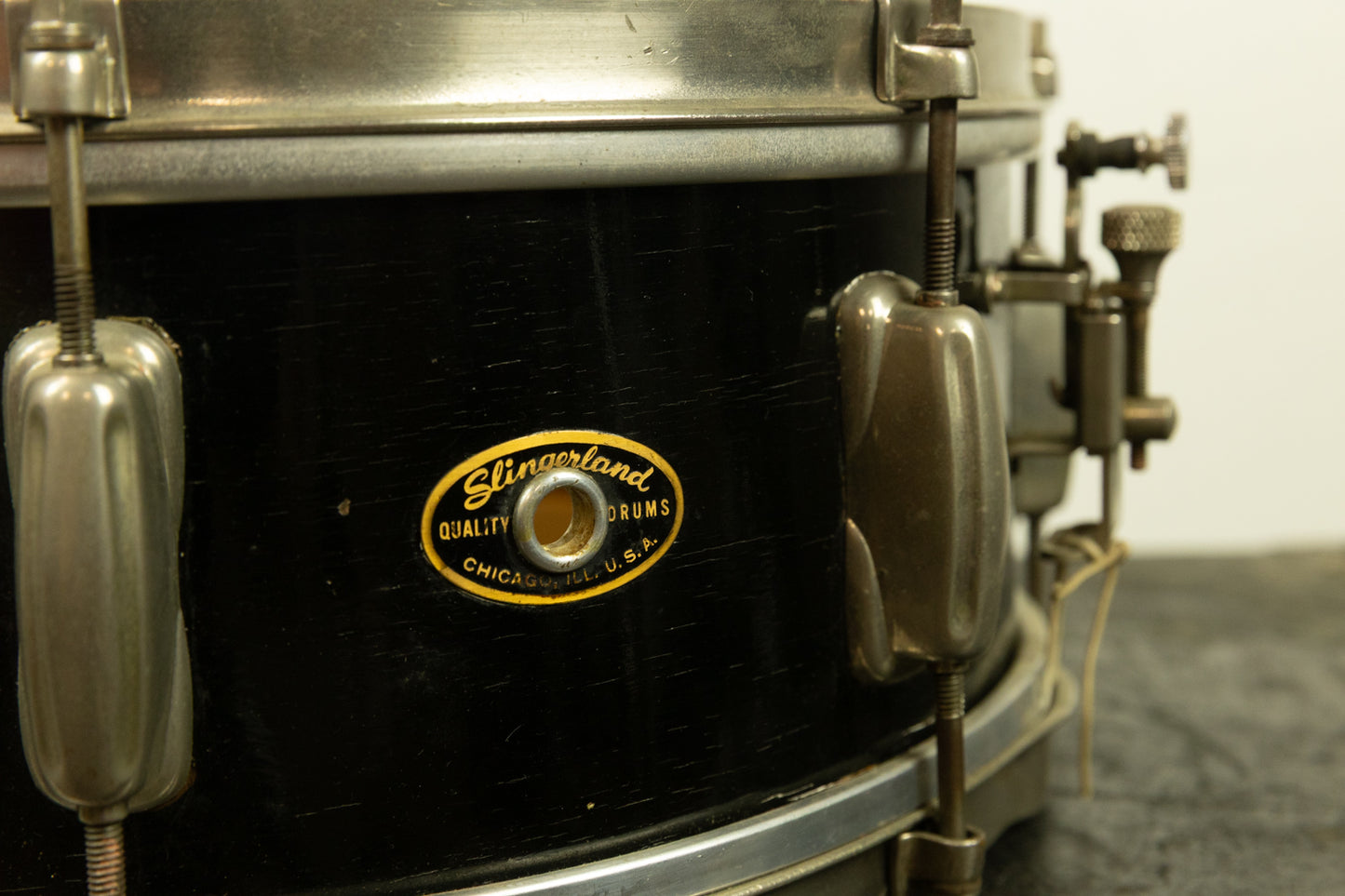 1950s Slingerland 5x14 Black Duco Student Radio King Snare Drum