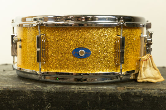 1960s Leedy 5x14 Sparkling Gold Pearl Utility Snare Drum