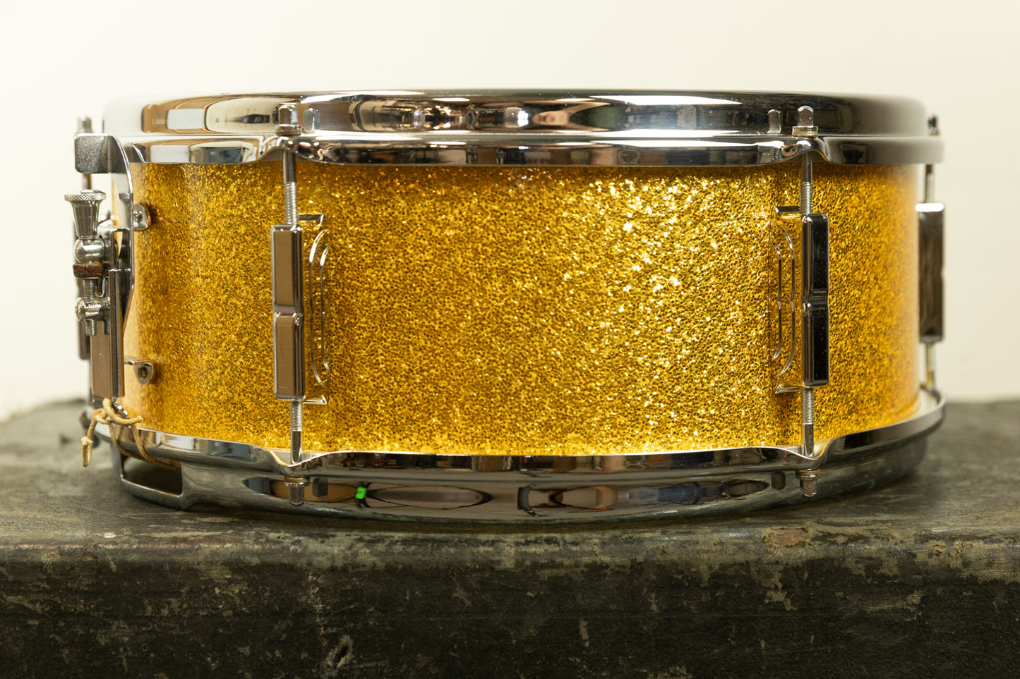 1960s Leedy 5x14 Sparkling Gold Pearl Utility Snare Drum