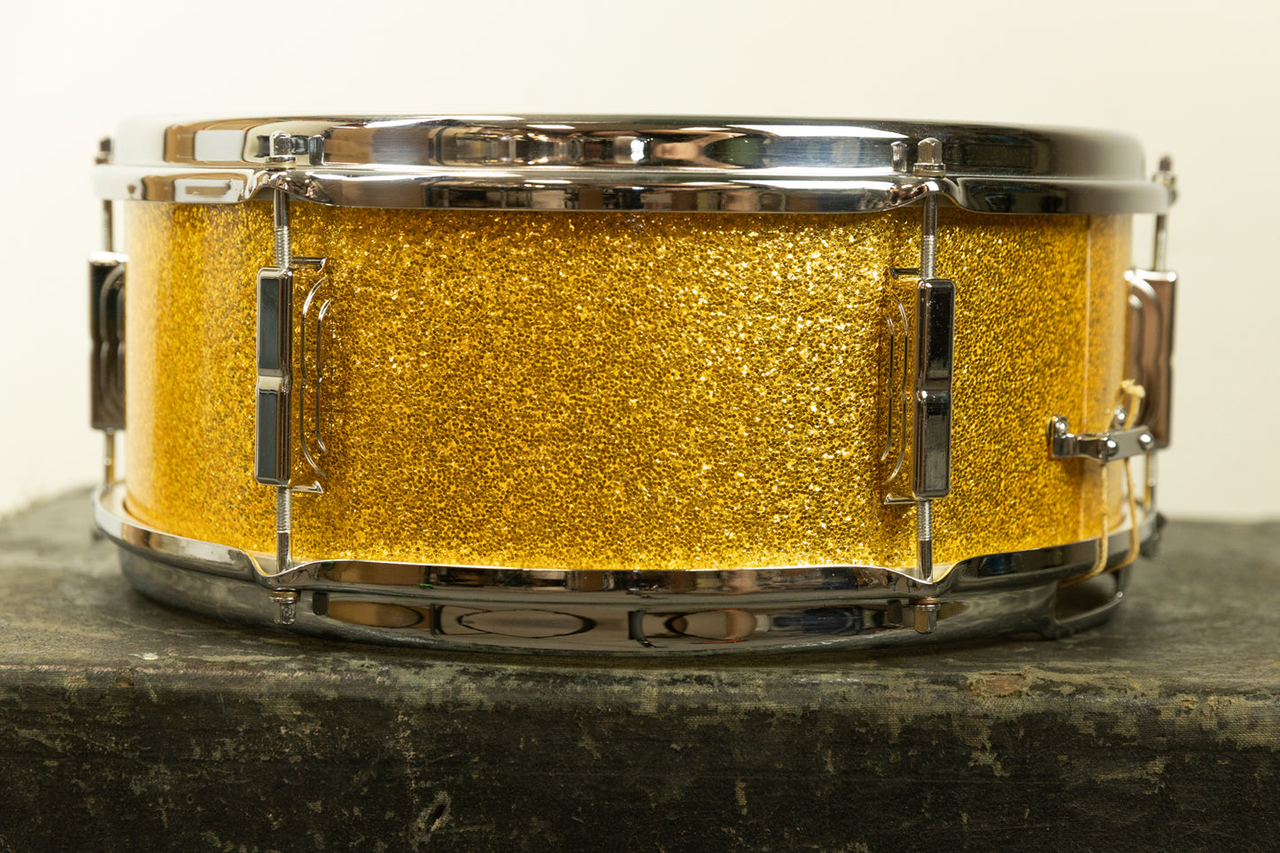 1960s Leedy 5x14 Sparkling Gold Pearl Utility Snare Drum