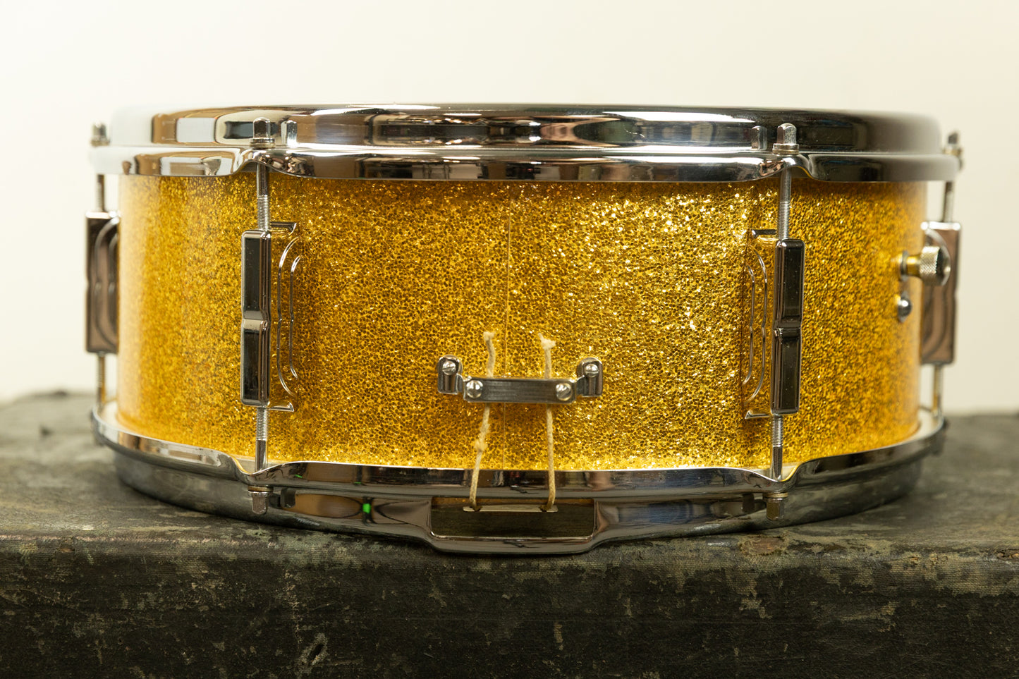 1960s Leedy 5x14 Sparkling Gold Pearl Utility Snare Drum