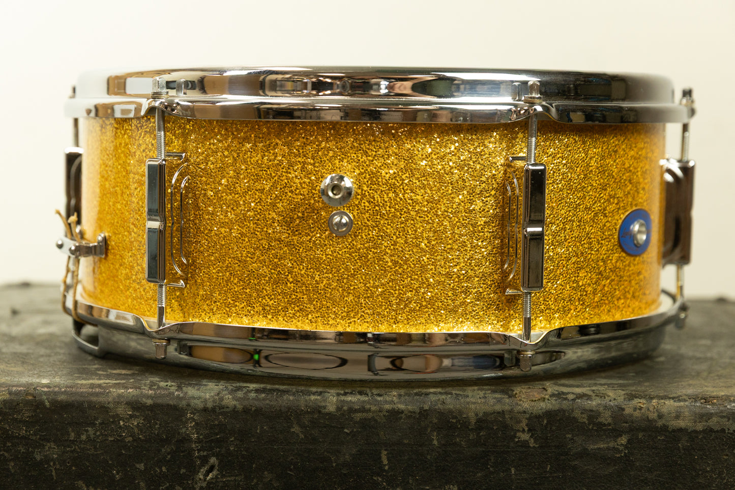 1960s Leedy 5x14 Sparkling Gold Pearl Utility Snare Drum