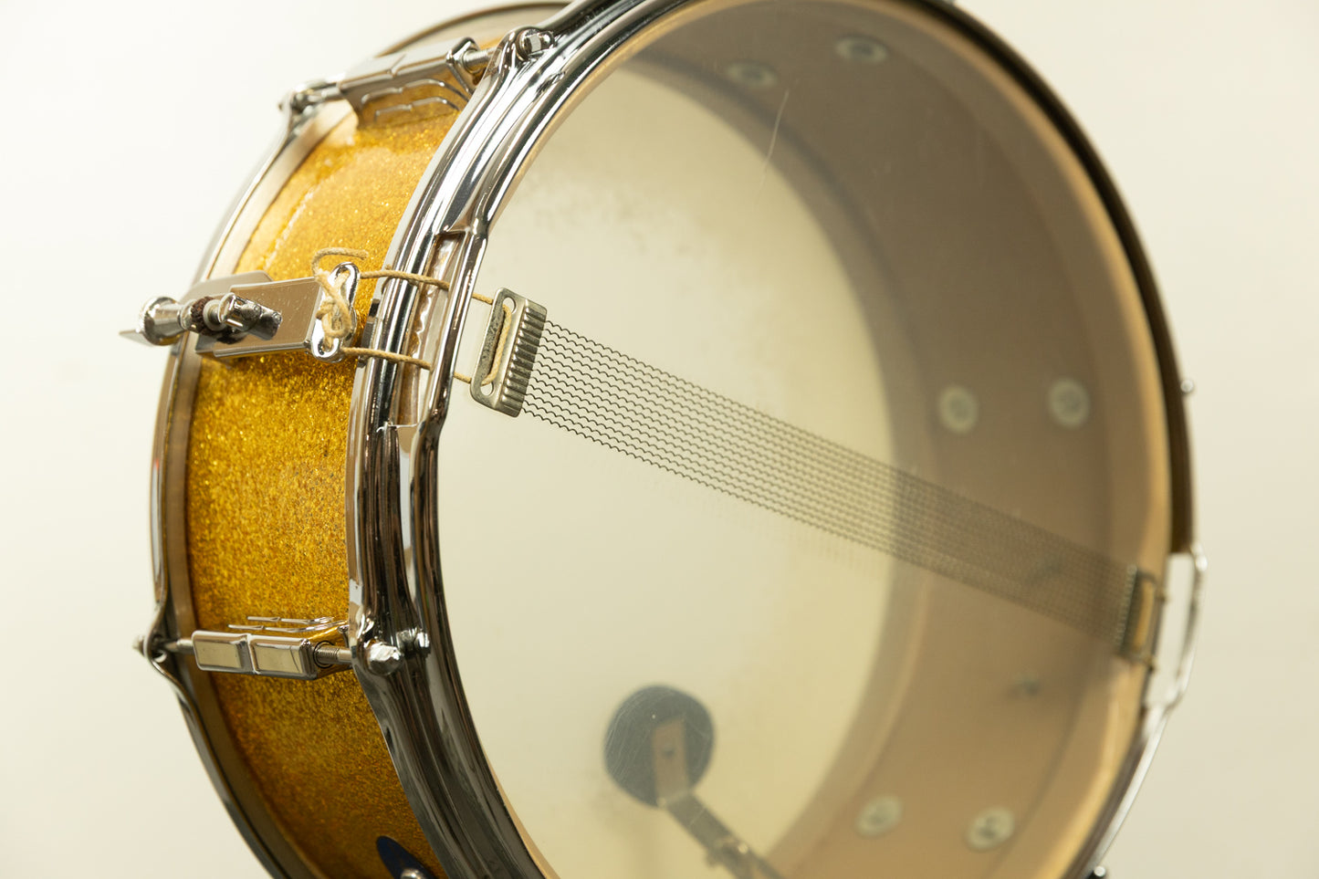 1960s Leedy 5x14 Sparkling Gold Pearl Utility Snare Drum