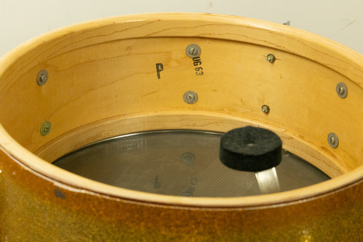 1963 Slingerland 5x14 Gold Sparkle Pearl Deluxe Student Snare Drum