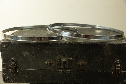 Vintage 16" Chrome Over Brass Single Flange Hoops (Pair)