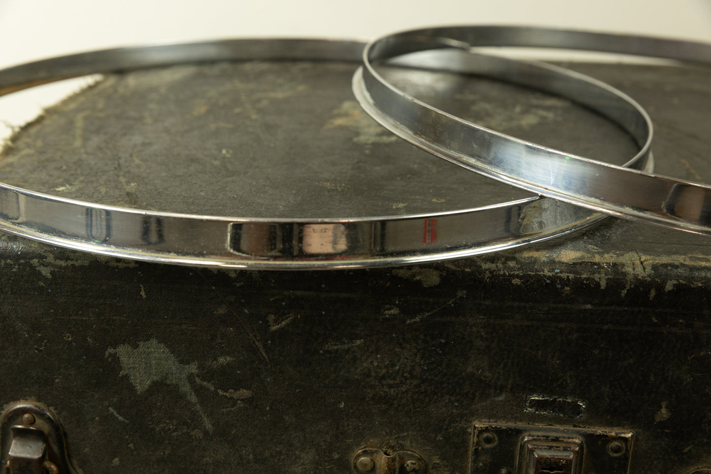 Vintage 16" Chrome Over Brass Single Flange Hoops (Pair)