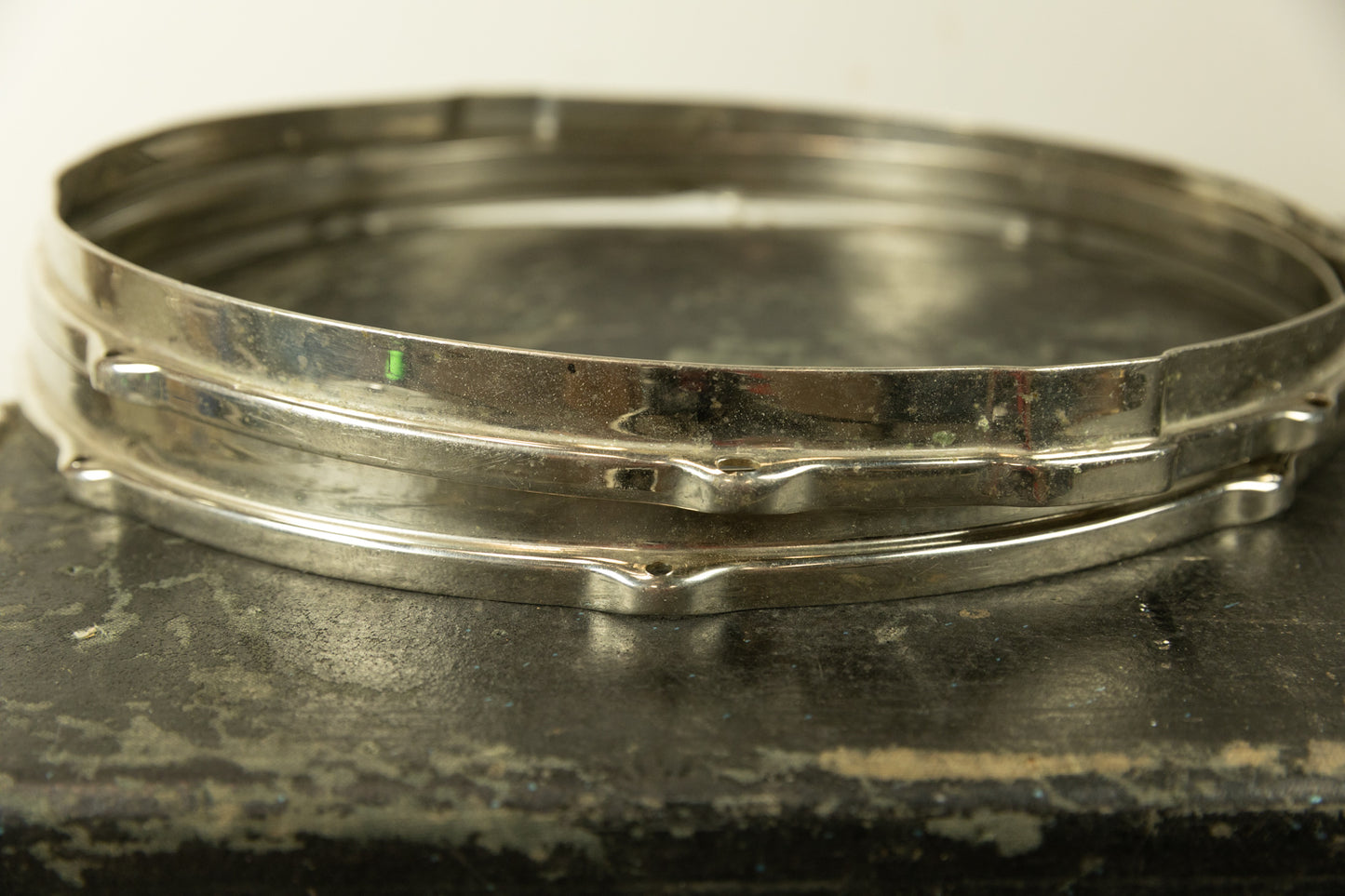 Vintage Leedy 15" Nickel Over Brass Snare Hoops (Pair)