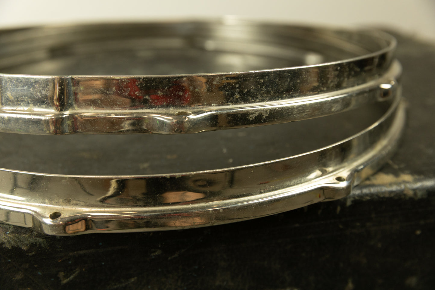 Vintage Leedy 15" Nickel Over Brass Snare Hoops (Pair)