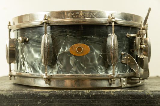 1950s Slingerland 5.5x14 Black Diamond Pearl Krupa Radio King Snare Drum