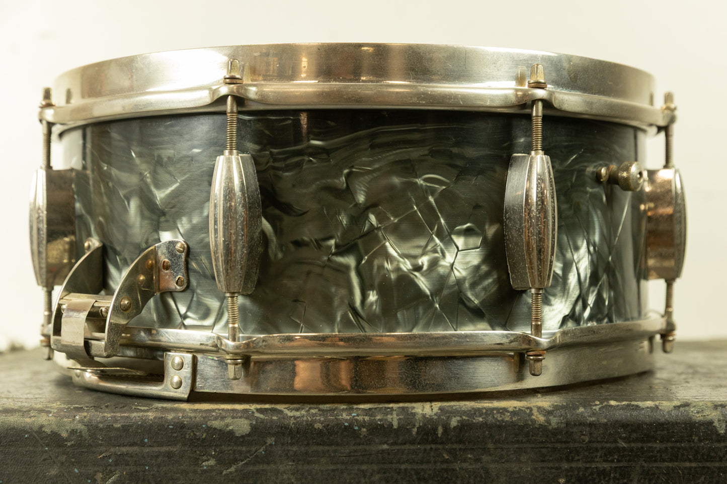 1950s Slingerland 5.5x14 Black Diamond Pearl Krupa Radio King Snare Drum