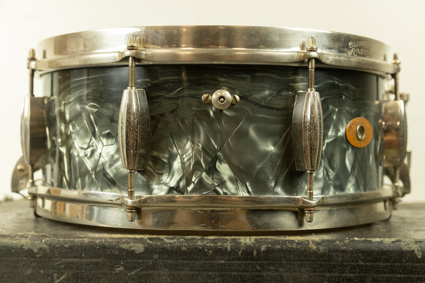 1950s Slingerland 5.5x14 Black Diamond Pearl Krupa Radio King Snare Drum