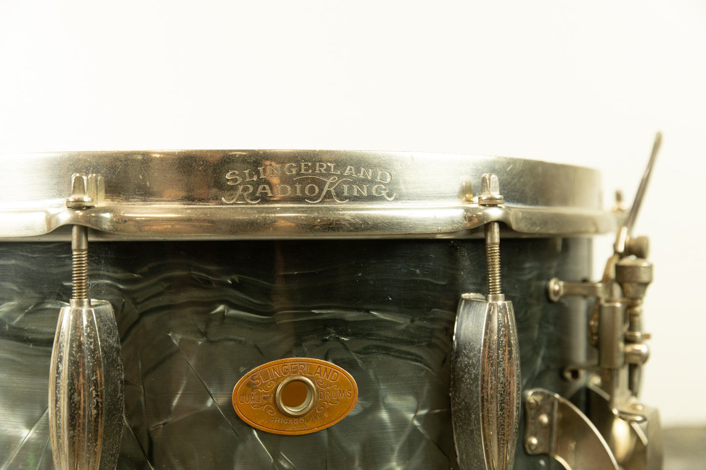 1950s Slingerland 5.5x14 Black Diamond Pearl Krupa Radio King Snare Drum