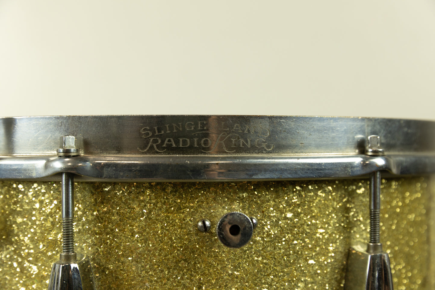 1940s Slingerland 6.5x14 Sparkling Gold Pearl Gene Krupa Radio King Snare Drum