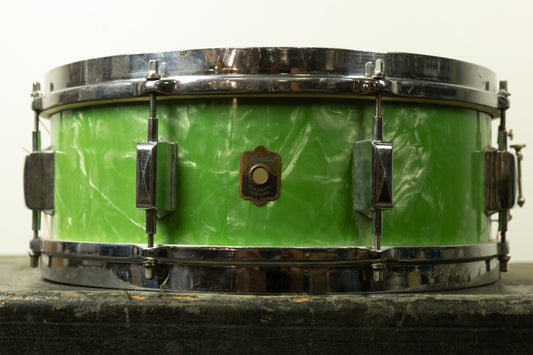 1930s Leedy 5x14 Broadway Standard Green Pearl Snare Snare Drum