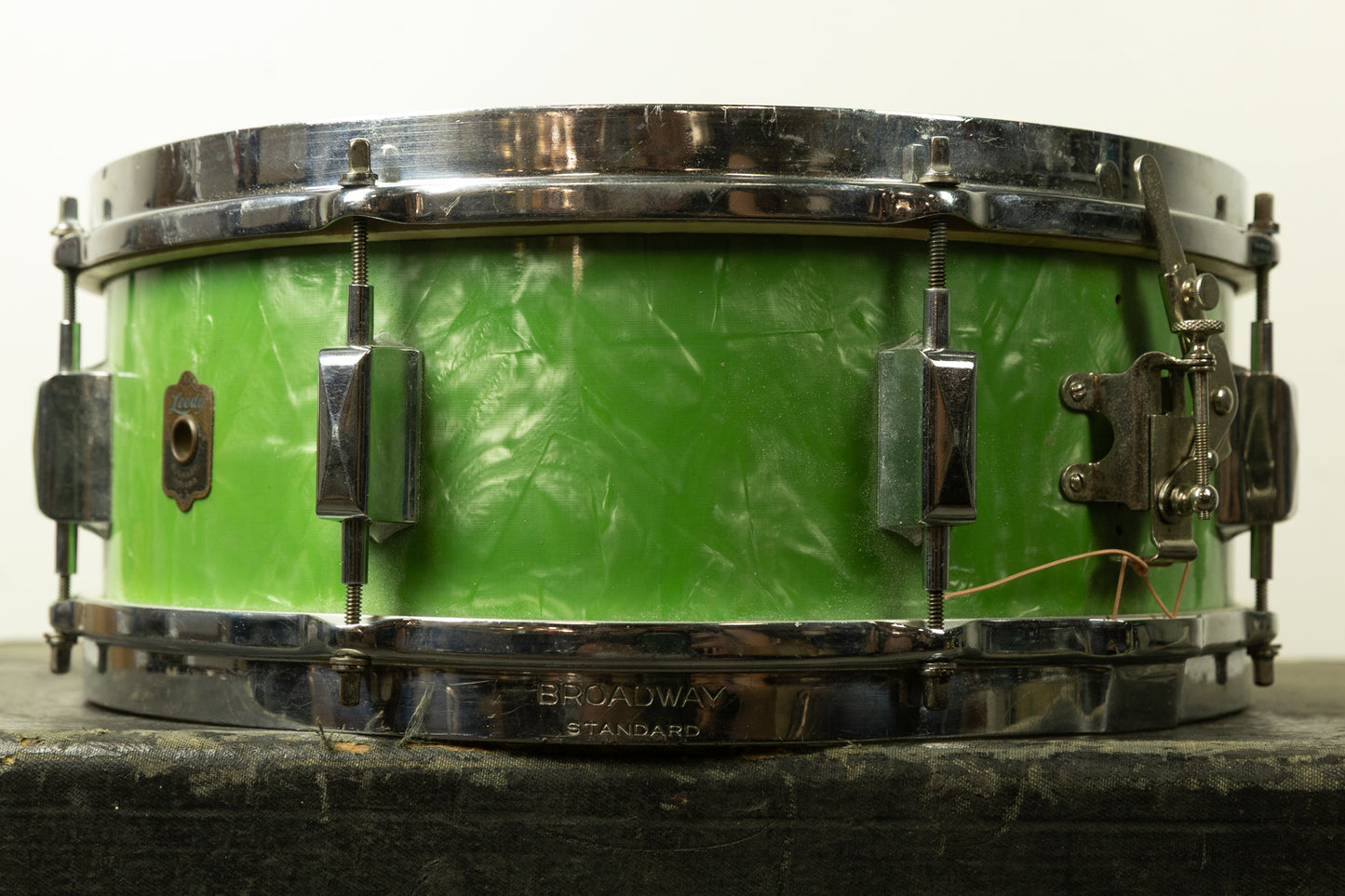 1930s Leedy 5x14 Broadway Standard Green Pearl Snare Snare Drum