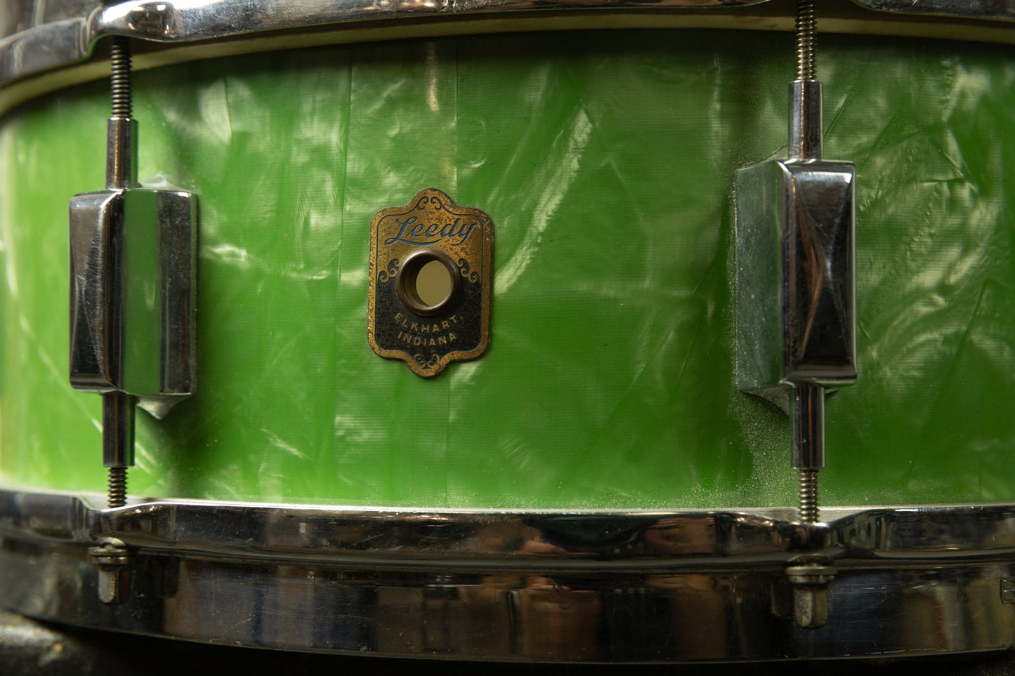 1930s Leedy 5x14 Broadway Standard Green Pearl Snare Snare Drum