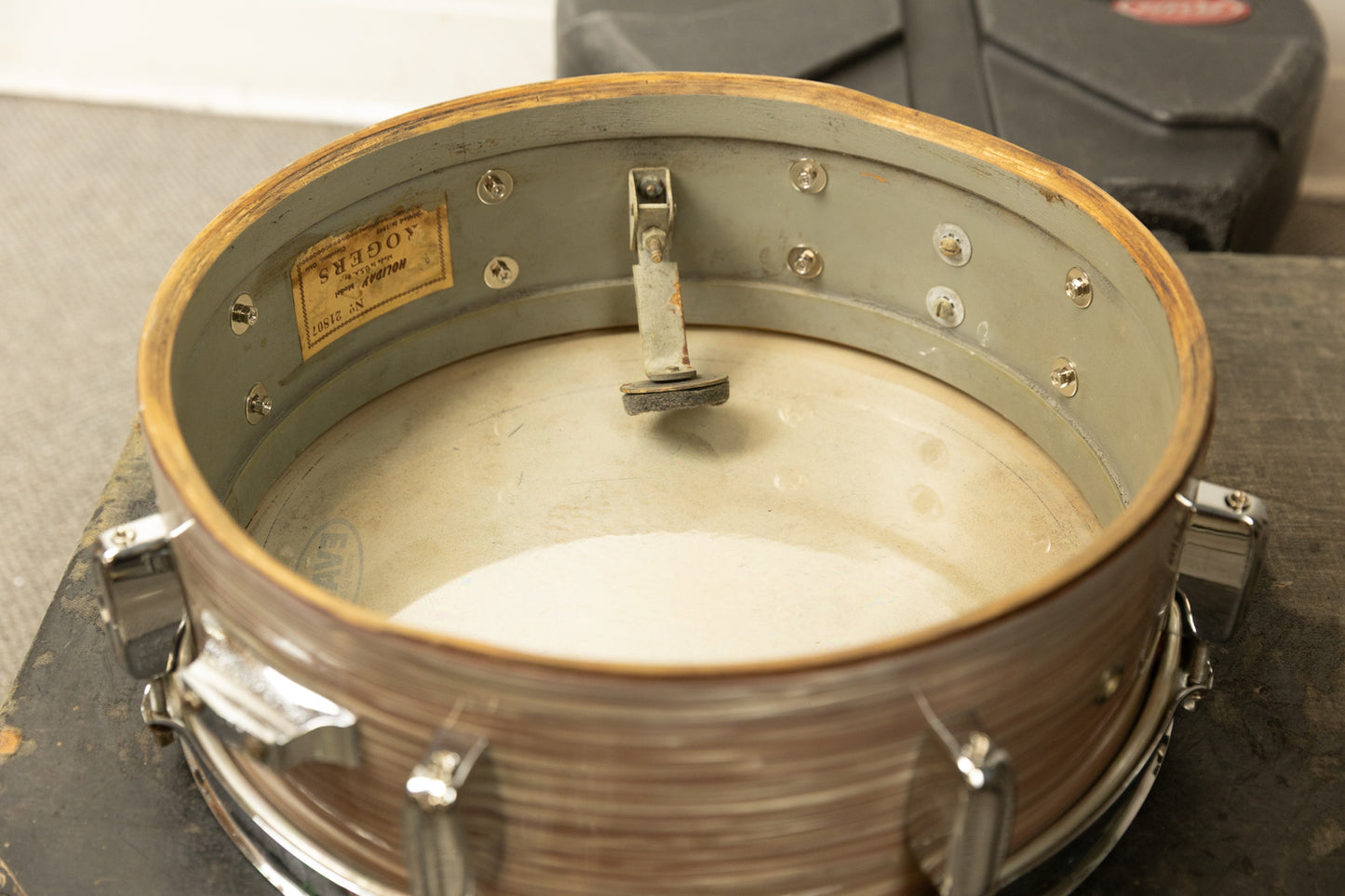 1960s Rogers 5x14 Holiday Wine Red Ripple Snare Drum