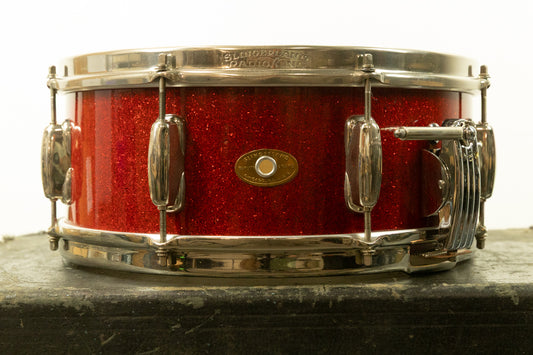 1950s Slingerland 5.5x14 Sparkling Red Pearl Super Gene Krupa Radio King Snare Drum