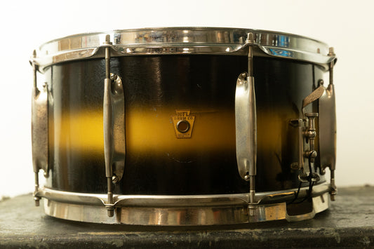 1930s WFL 7x14 All American Swing Black and Gold Duco Snare Drum