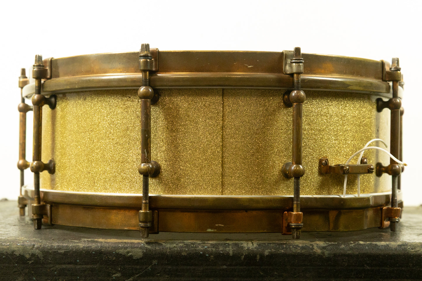 1920s Slingerland 5x14 Artist Model Tone Flange Gold Pearl Snare Drum