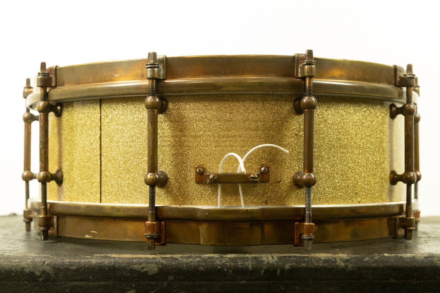 1920s Slingerland 5x14 Artist Model Tone Flange Gold Pearl Snare Drum