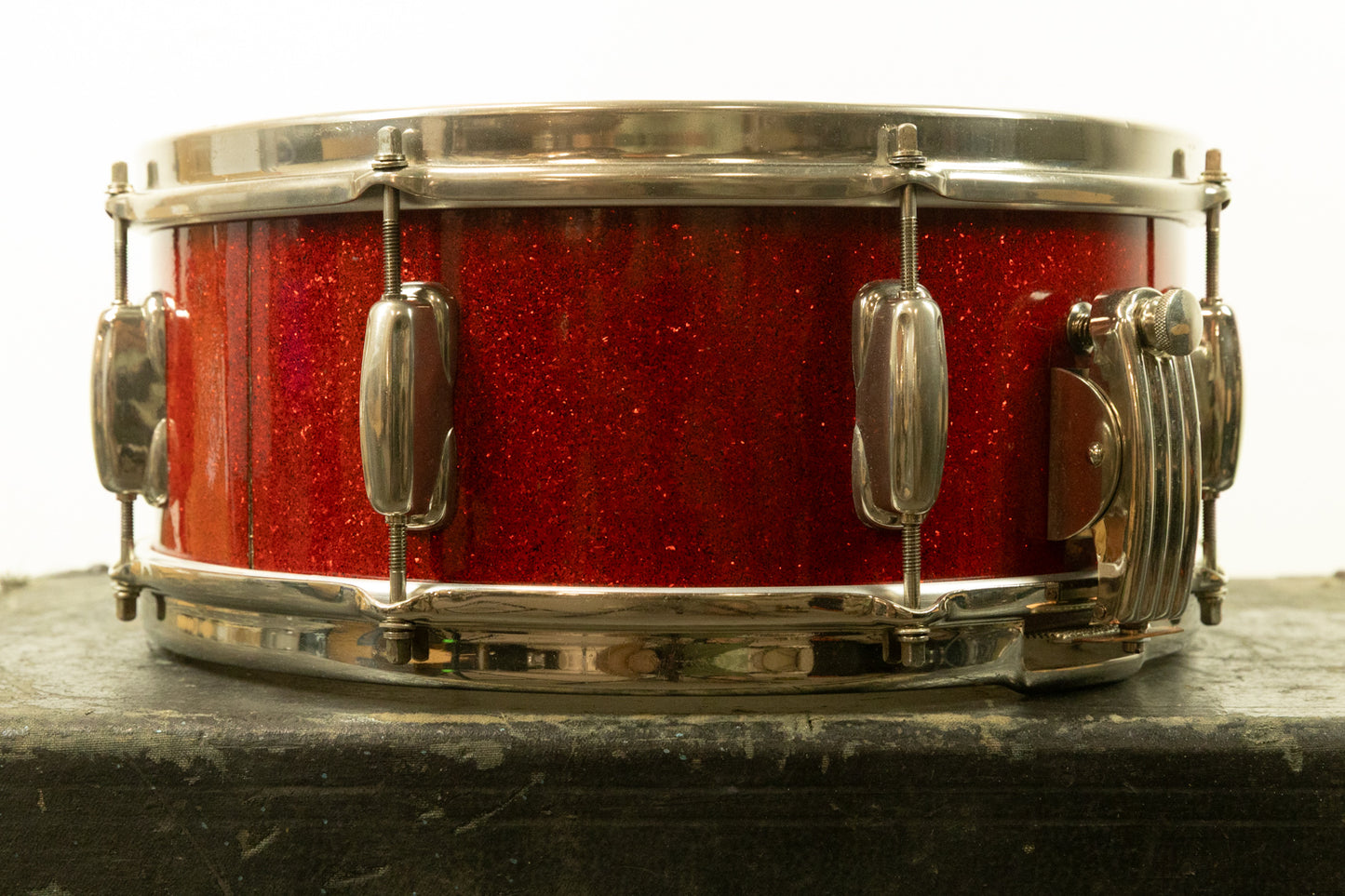 1950s Slingerland 5.5x14 Sparkling Red Pearl Super Gene Krupa Radio King Snare Drum