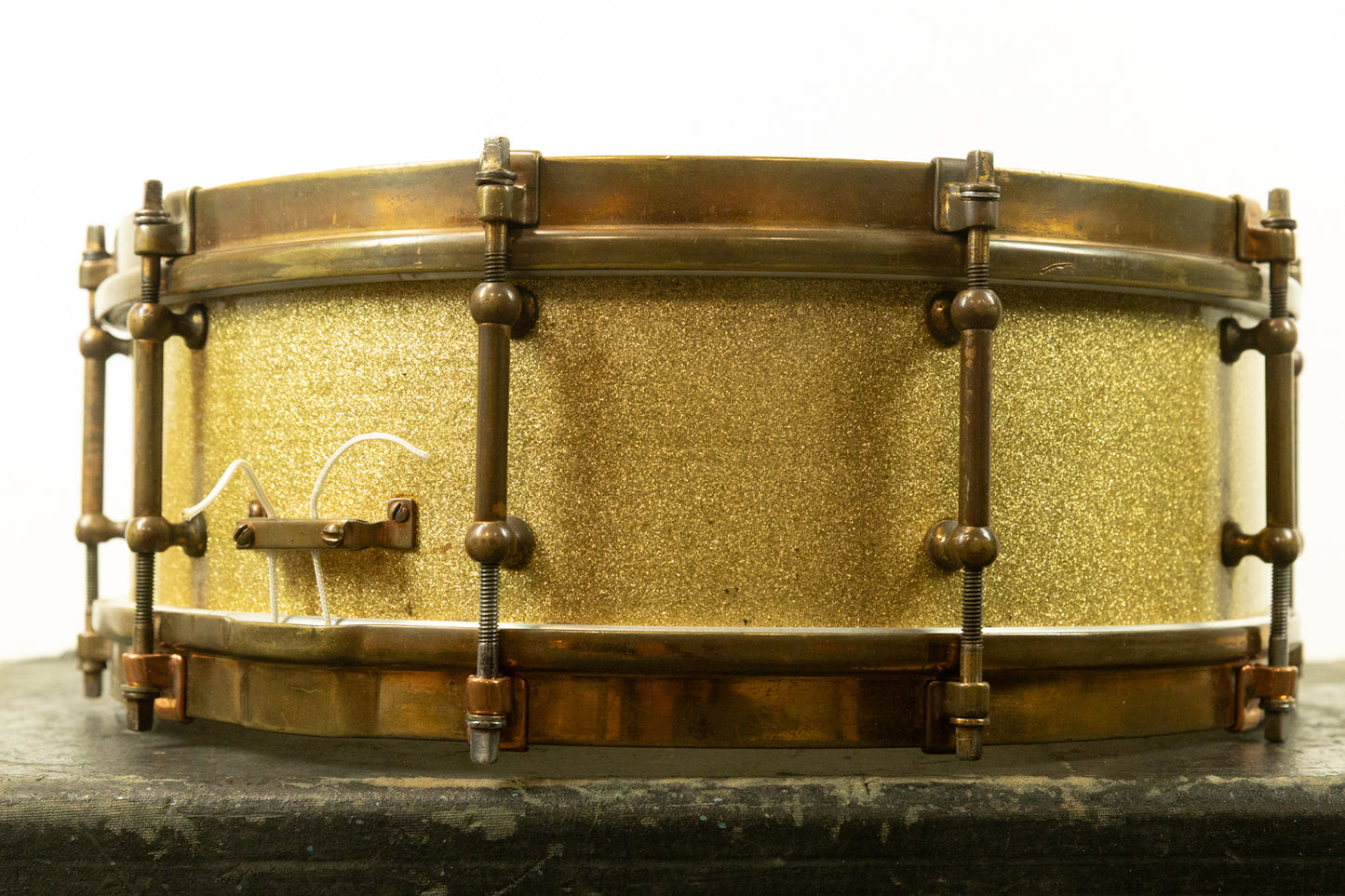 1920s Slingerland 5x14 Artist Model Tone Flange Gold Pearl Snare Drum