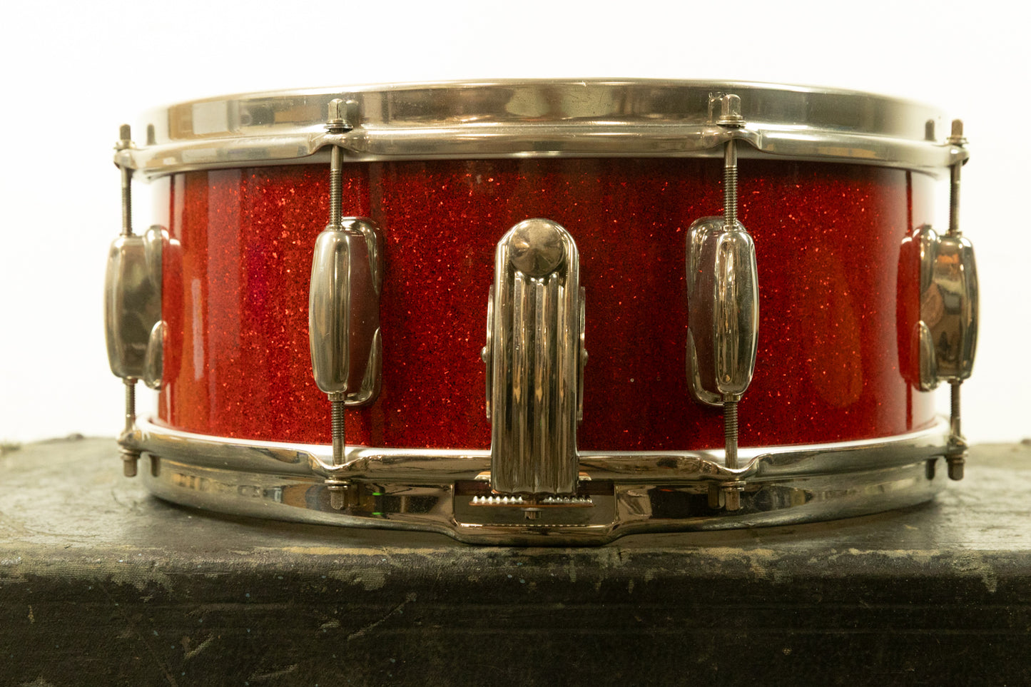 1950s Slingerland 5.5x14 Sparkling Red Pearl Super Gene Krupa Radio King Snare Drum