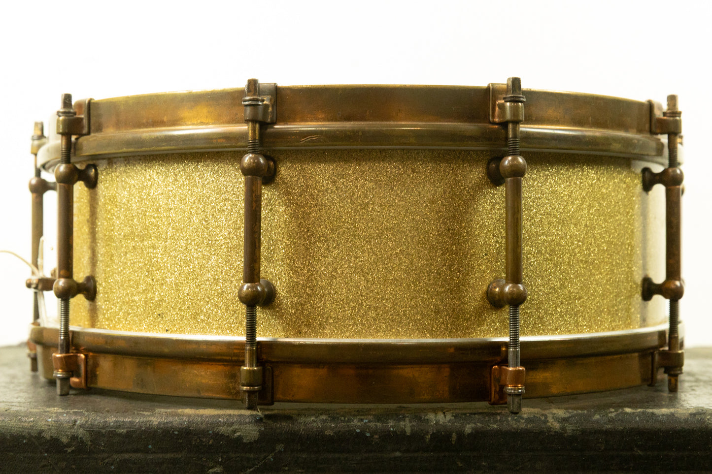 1920s Slingerland 5x14 Artist Model Tone Flange Gold Pearl Snare Drum