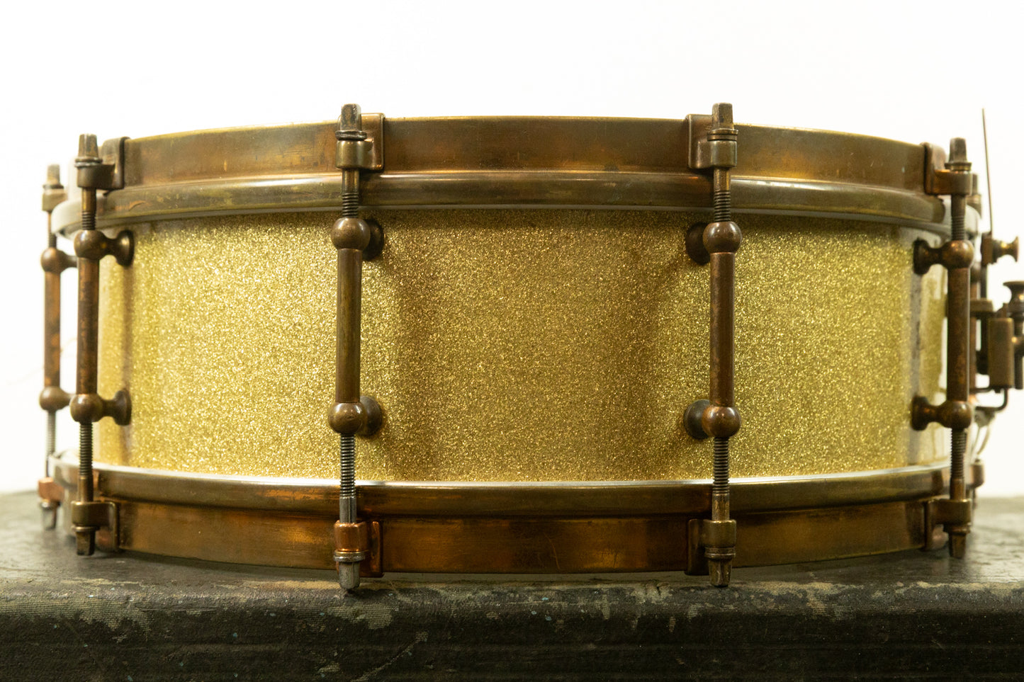1920s Slingerland 5x14 Artist Model Tone Flange Gold Pearl Snare Drum