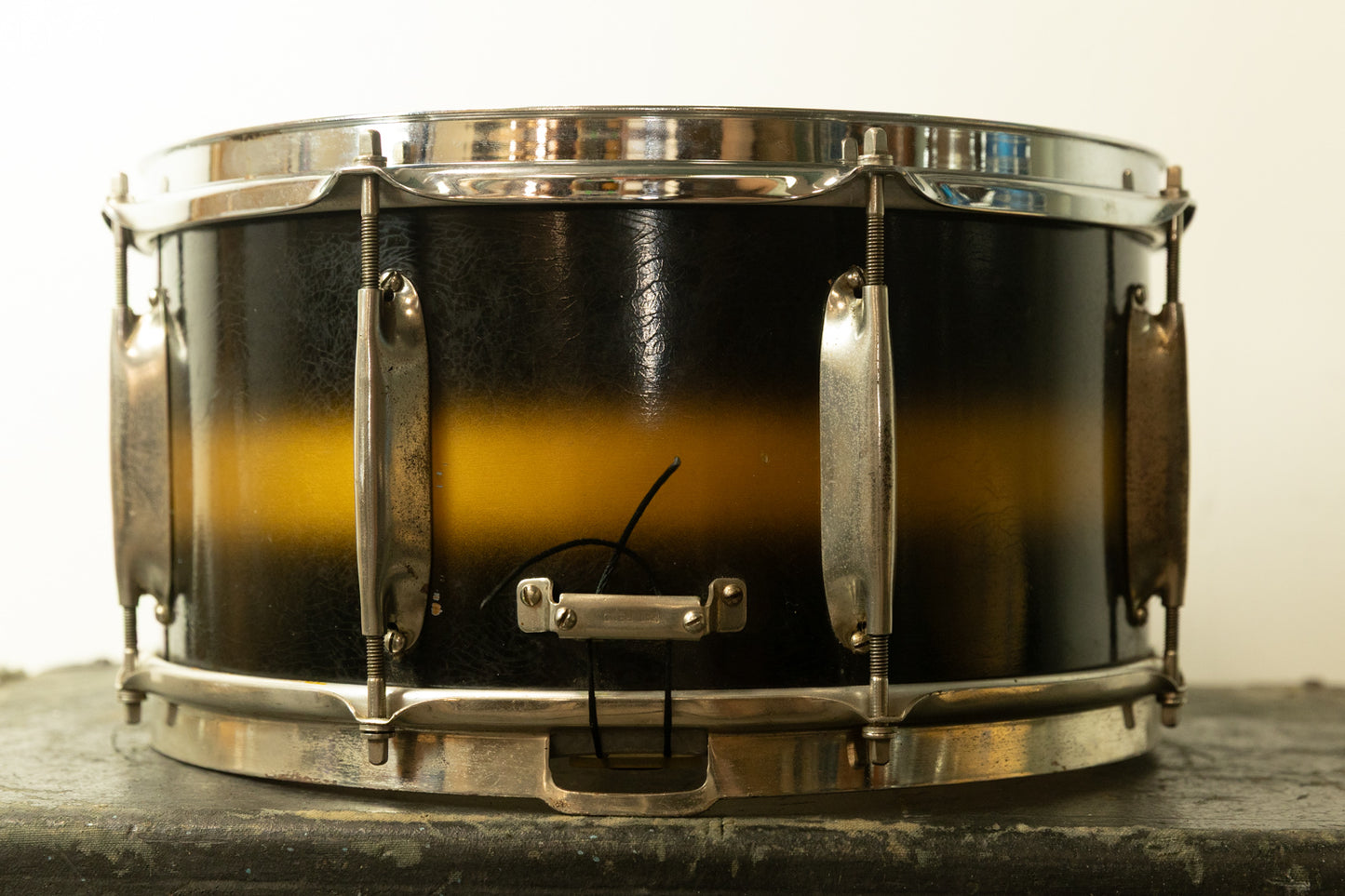 1930s WFL 7x14 All American Swing Black and Gold Duco Snare Drum