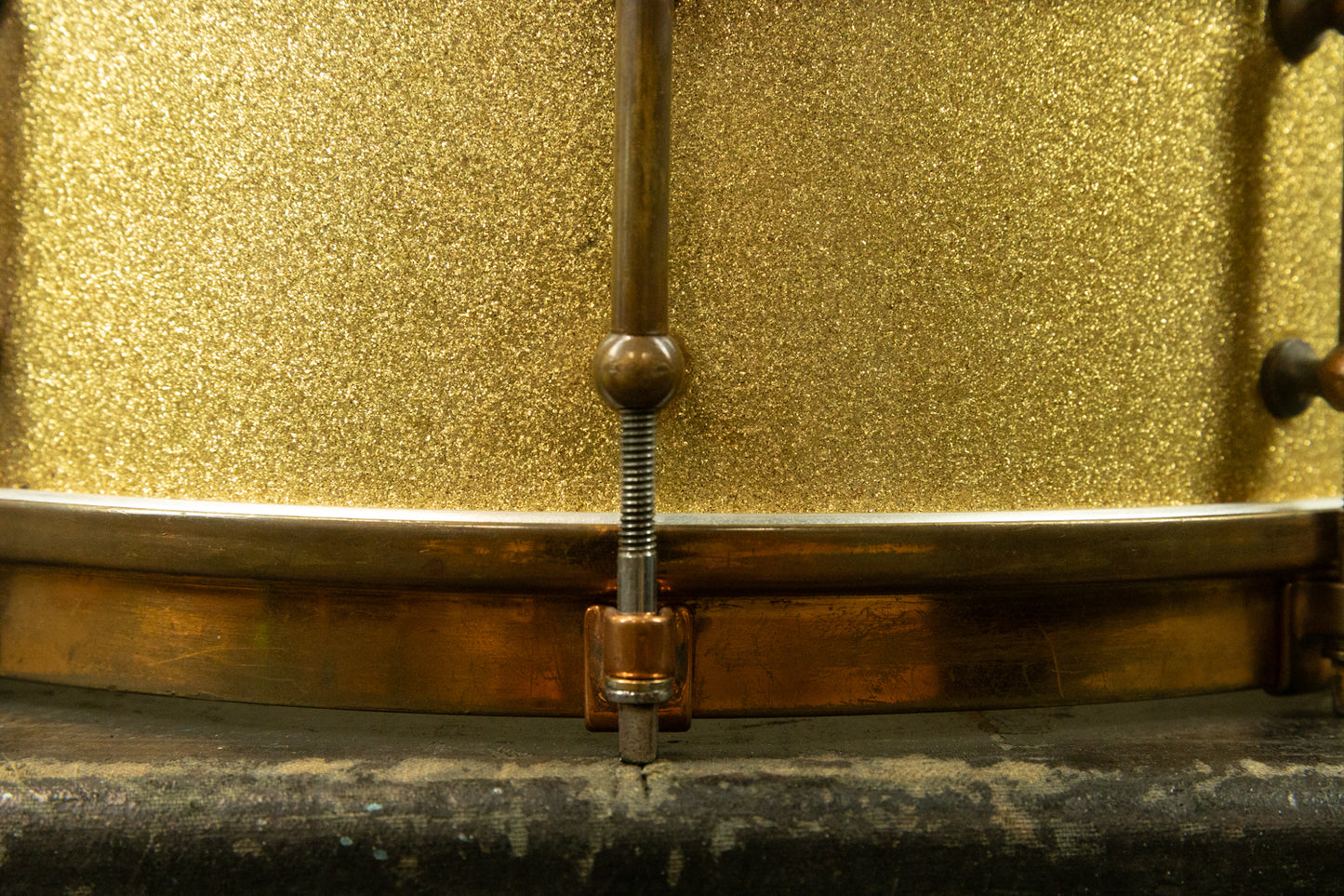 1920s Slingerland 5x14 Artist Model Tone Flange Gold Pearl Snare Drum