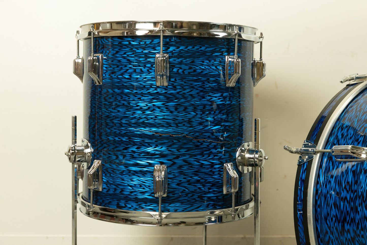 1970s Rogers Blue Onyx Pearl 14x20 8x12 and 14x14 Drum Set