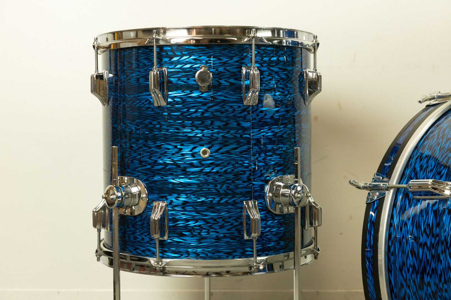 1970s Rogers Blue Onyx Pearl 14x20 8x12 and 14x14 Drum Set