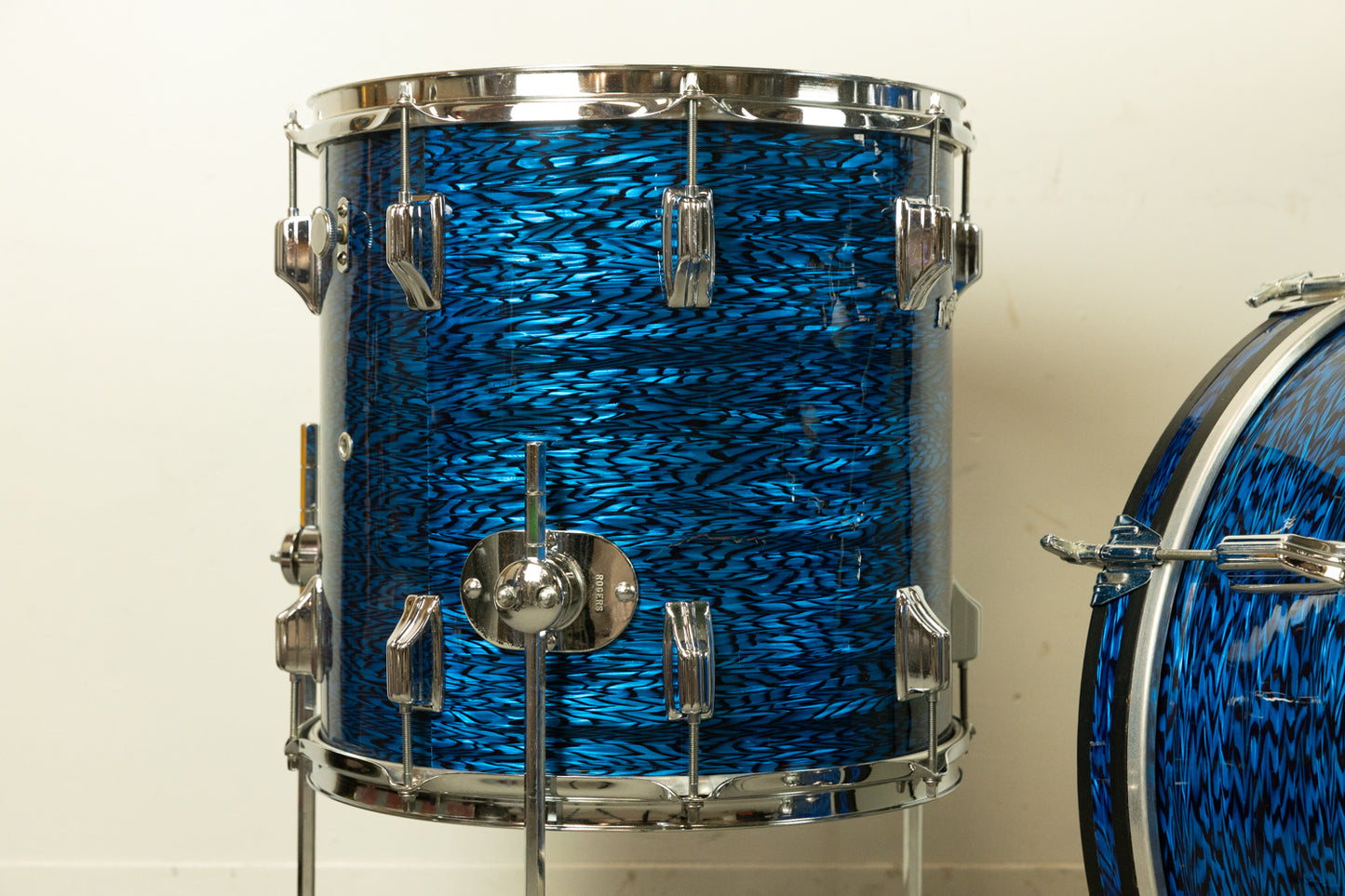 1970s Rogers Blue Onyx Pearl 14x20 8x12 and 14x14 Drum Set