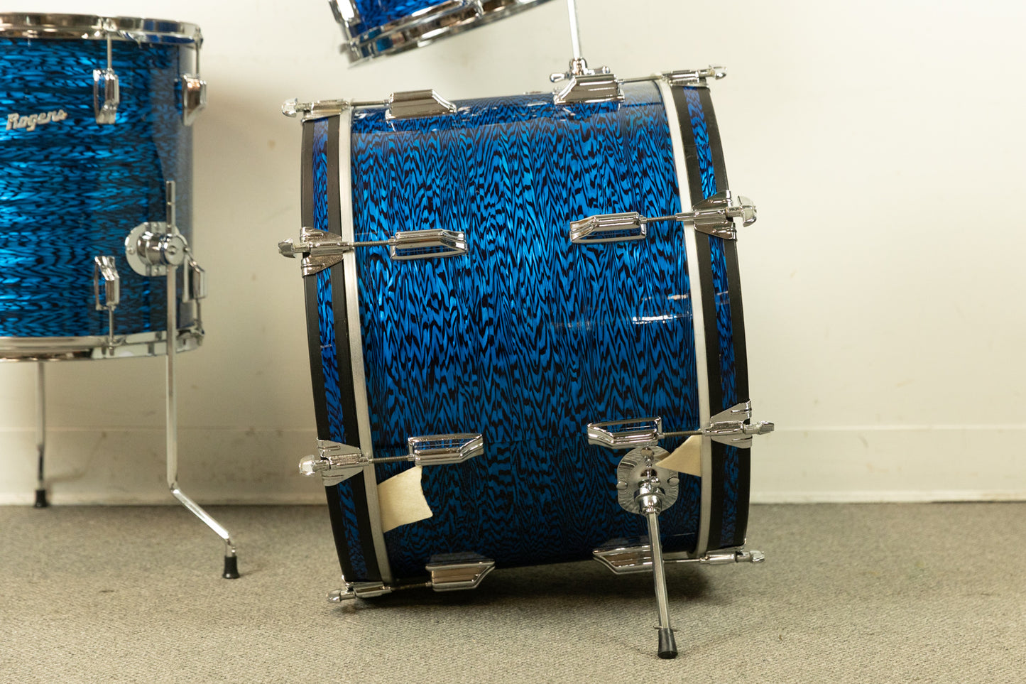 1970s Rogers Blue Onyx Pearl 14x20 8x12 and 14x14 Drum Set