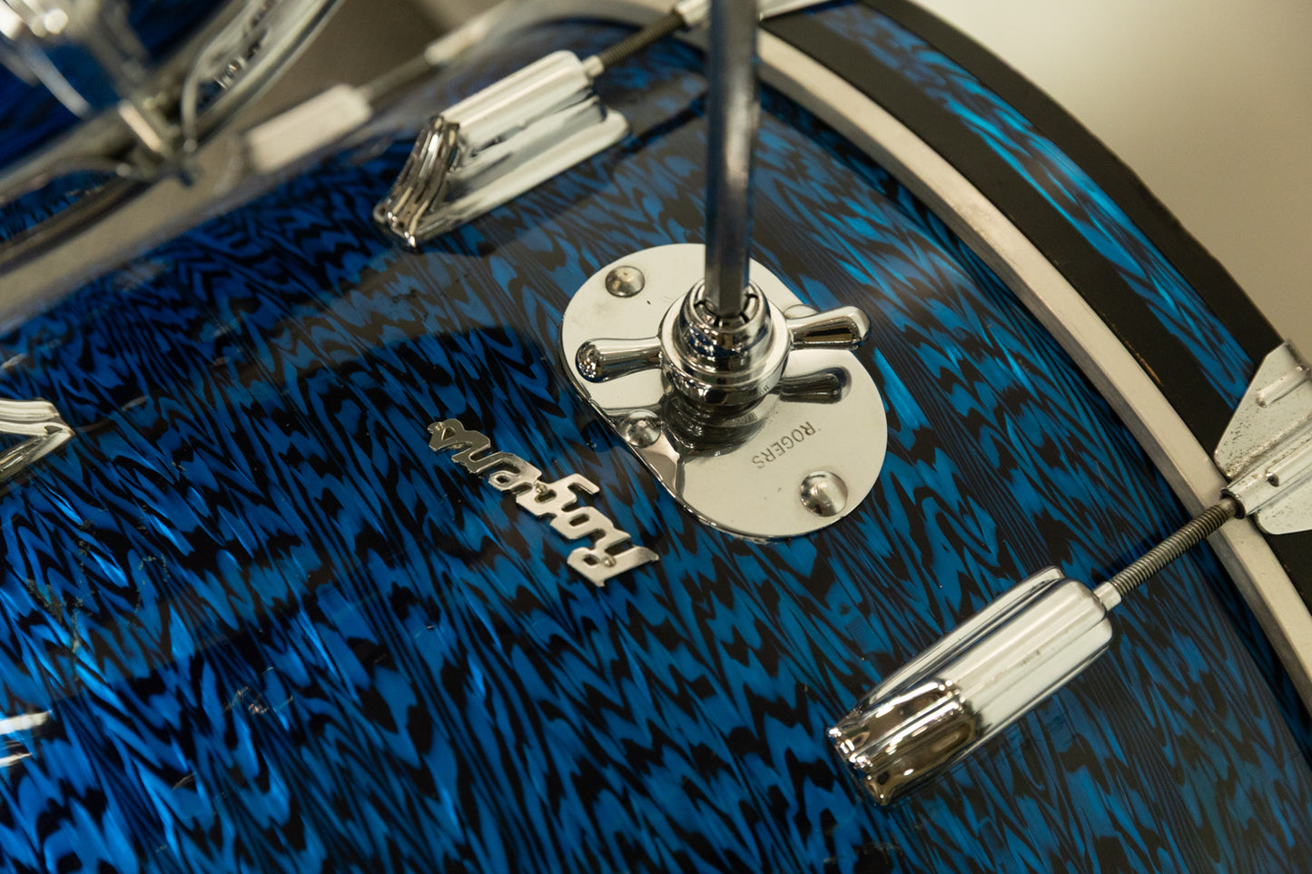 1970s Rogers Blue Onyx Pearl 14x20 8x12 and 14x14 Drum Set