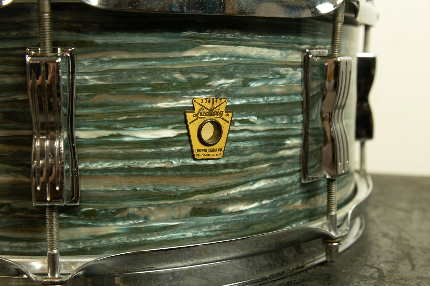 1960s Ludwig 5x14 Oyster Blue Jazz Festival Snare Drum
