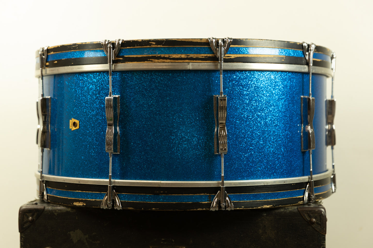 1960s Ludwig 10x26 Blue Sparkle Scotch Bass Drum
