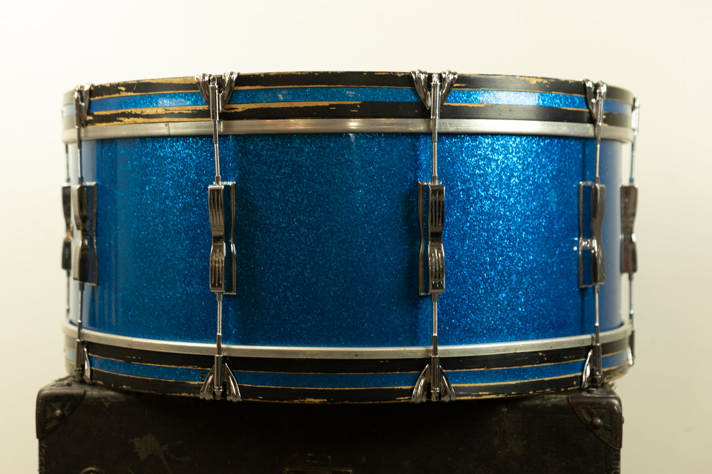 1960s Ludwig 10x26 Blue Sparkle Scotch Bass Drum