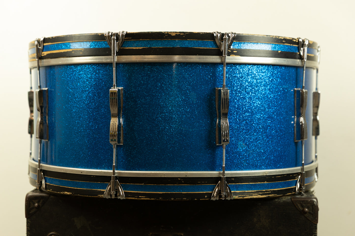 1960s Ludwig 10x26 Blue Sparkle Scotch Bass Drum