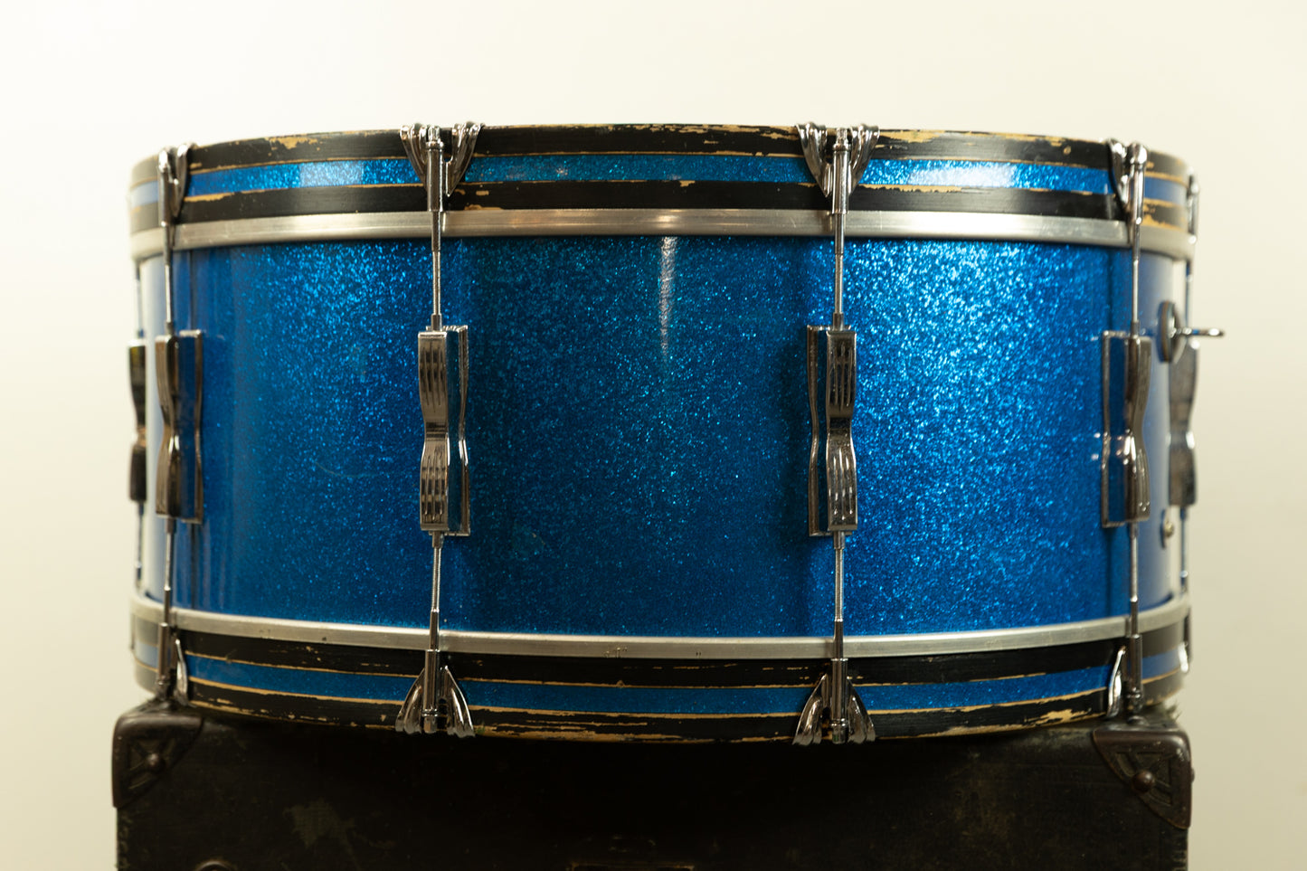 1960s Ludwig 10x26 Blue Sparkle Scotch Bass Drum
