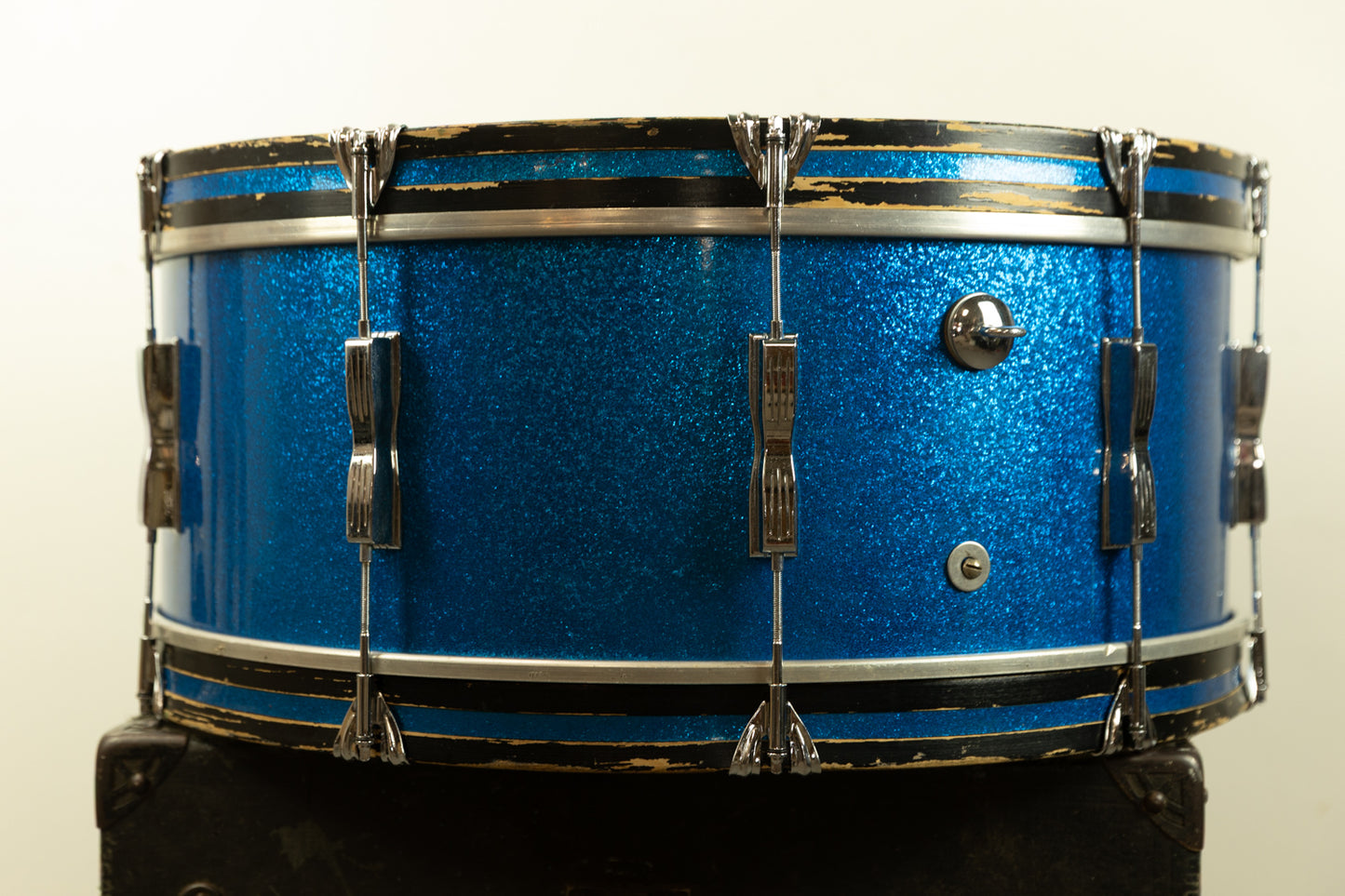 1960s Ludwig 10x26 Blue Sparkle Scotch Bass Drum
