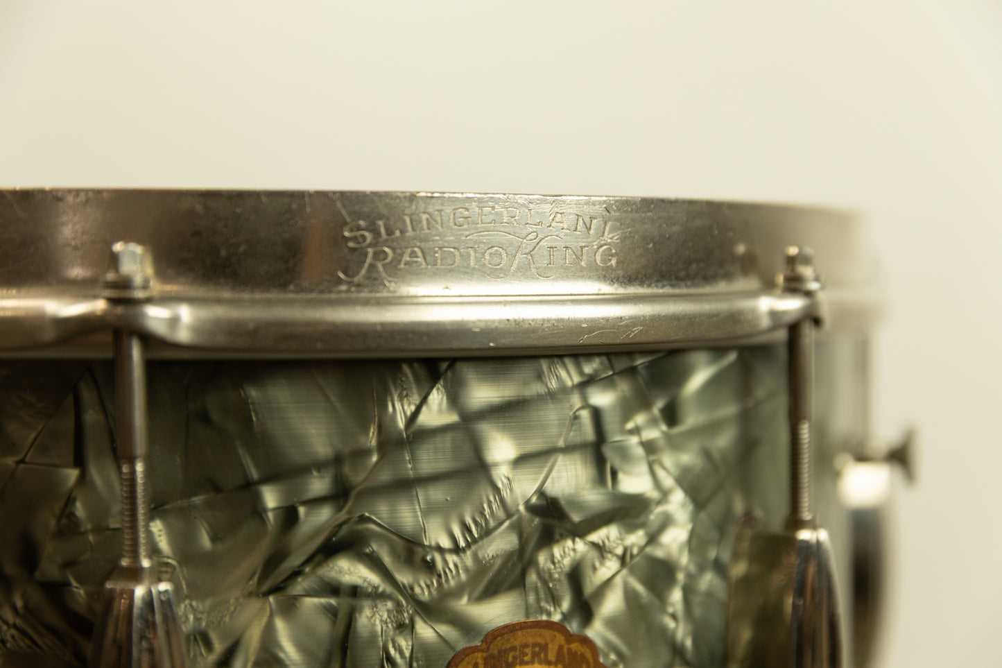 1940s Slingerland 7x14 Black Diamond Pearl Radio King Snare Drum