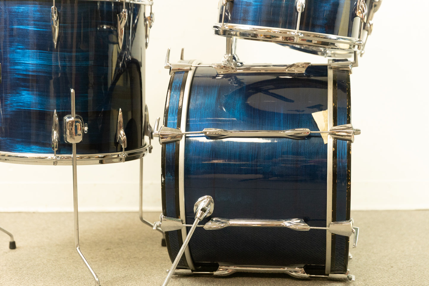 1970s Premier Blue Shimmer "Four Piece" Drum Set